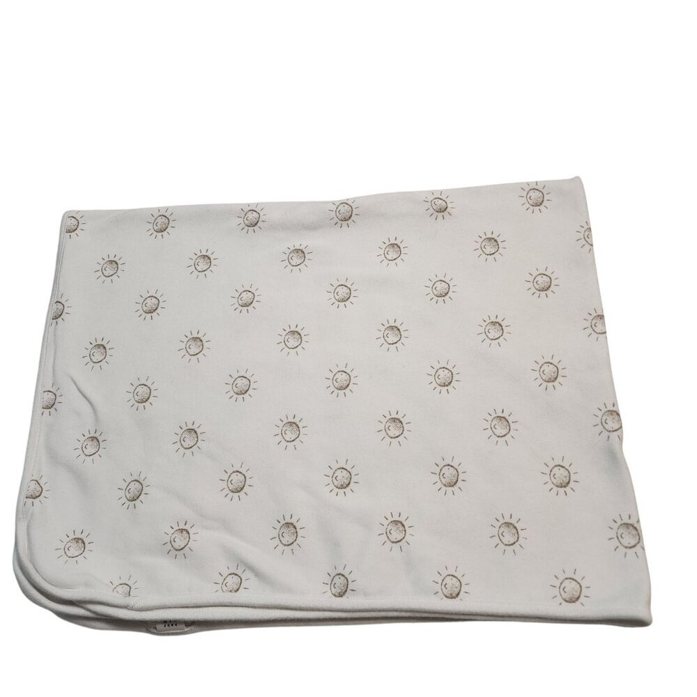 Baby Gap cotton receiving blanket white brown sun unisex